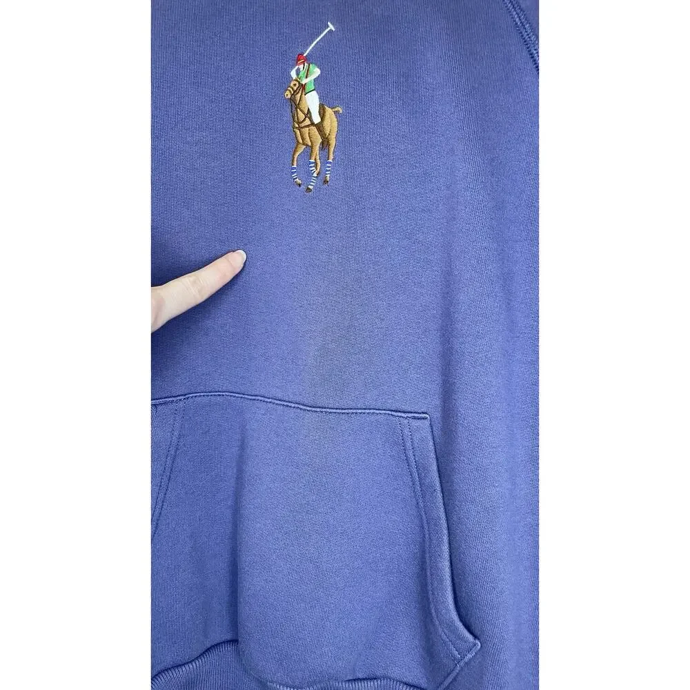 Polo Ralph Lauren Big Pony Hoodie Preppy Classic Sweatshirt  Purple Women's S - Picture 12 of 13